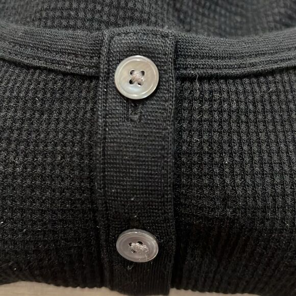 Madewell ns612 Black Waffle-Knit Scoopneck Henley Tee size med. NWT - Picture 8 of 8